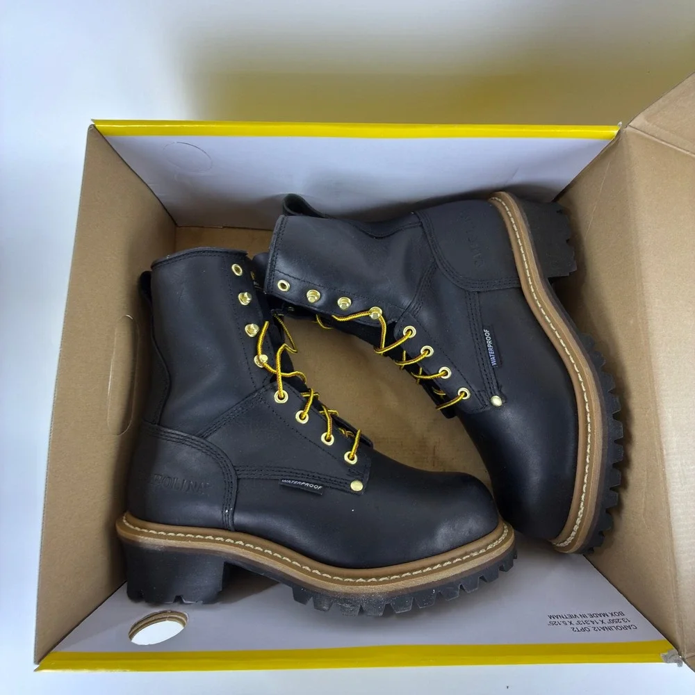 Carolina Mens 8 Inch Waterproof Steel Toe Logger Boots Black CA9823 8 2E‎ NIB